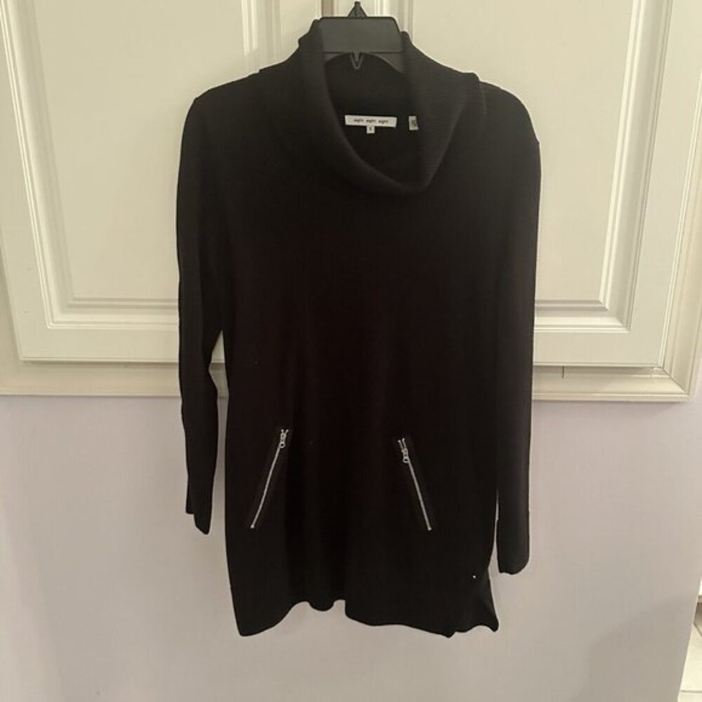 eight eight eight Black Cowl Neck Long Sleeve Sweater Tunic Top Size S